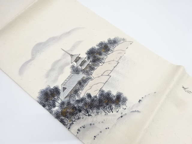 髭紬 名古屋帯 風景 太鼓柄 作家物 【作家物】9寸名古屋帯 髭紬 名古屋帯 風景 太鼓柄 作家物 【作家物】9寸名古屋帯